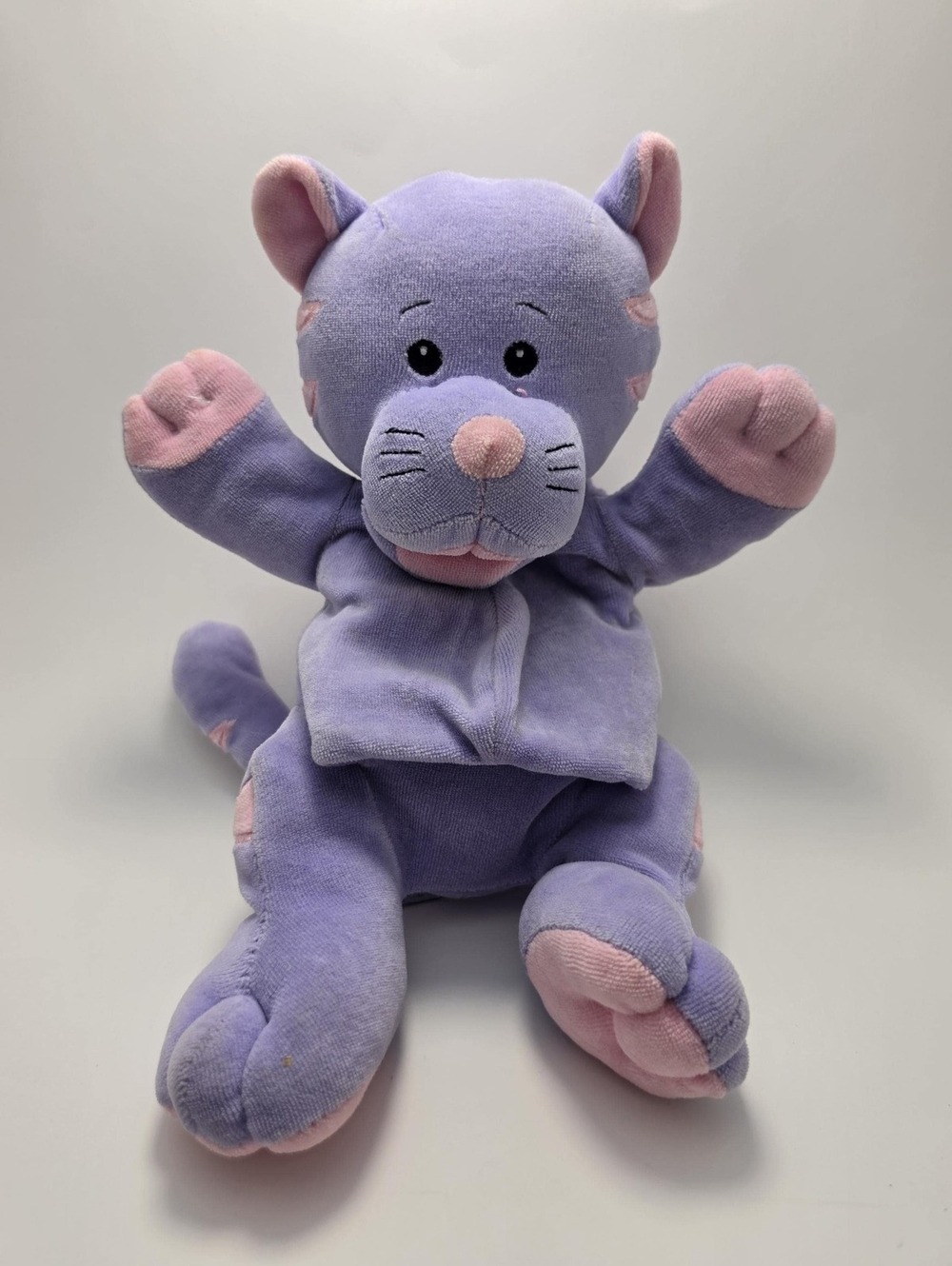 Baby Ganz Pink Purple Kitty Cat Puppet Plush RARE (9 inch)